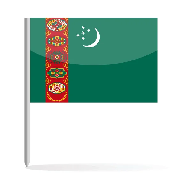 Turkmenistan Flag Pin Vector Icon — Stock Vector