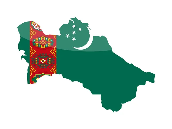 Turkmenistan Flag Country Contour Vector Icon — Stock Vector