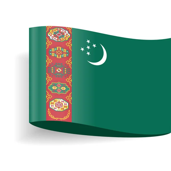 Türkmenistan Flagge Vektor Etikett Symbol — Stockvektor