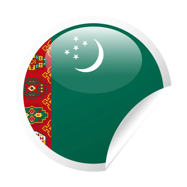 Turkmenistan Flag Vector Round Corner Paper Icon — Stock Vector
