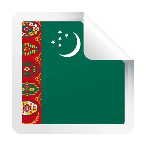 Türkmenistan Flaggenvektor Quadrat Eckpapier-Symbol — Stockvektor