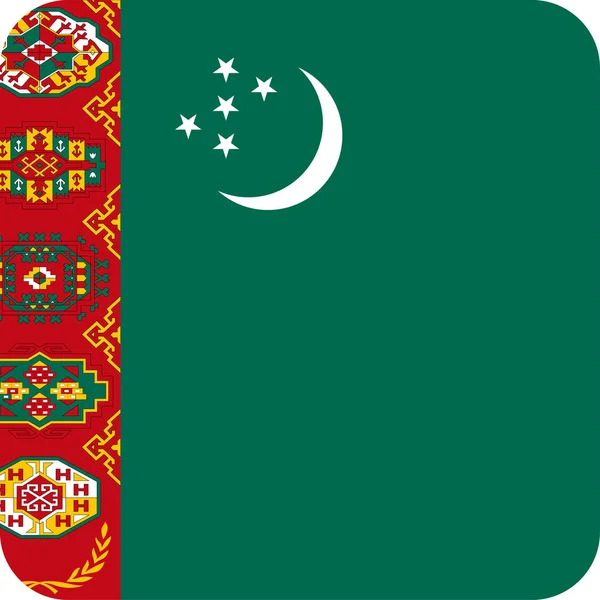 Turkmenistan Flag Vector Square Flat Icon — Stock Vector