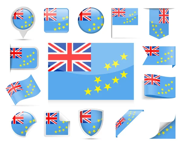 Ensemble de vecteurs de drapeau Tuvalu — Image vectorielle