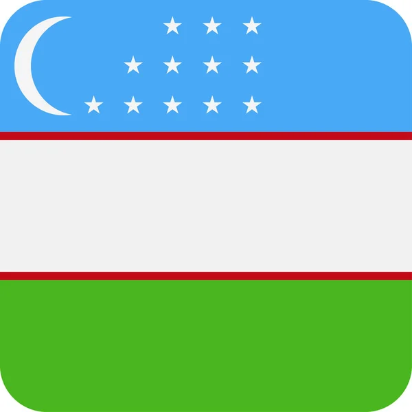 Náměstí vektor Vlajka Uzbekistánu ploché ikony — Stockový vektor