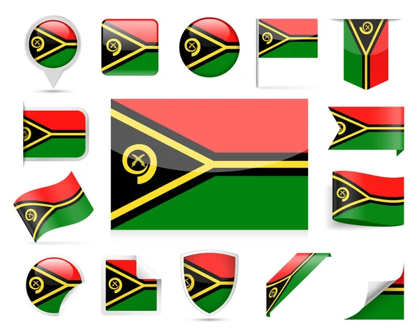 Vanuatu vlag Vector Set — Stockvector