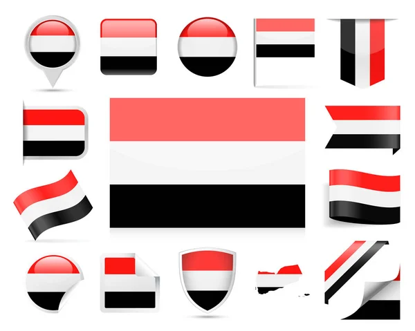 Yemen conjunto de vectores de bandera — Vector de stock