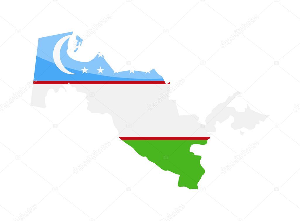 Uzbekistan Flag Country Contour Vector Icon