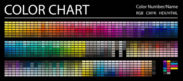 Χρωματικός Χάρτης Εκτύπωση Σελίδας Δοκιμών Αριθμοί Χρωμάτων Ονόματα Rgb Cmyk — Διανυσματικό Αρχείο
