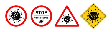 Coronavirus Warling işareti seti. 2019-NCoV. Vektör İllüstrasyonu