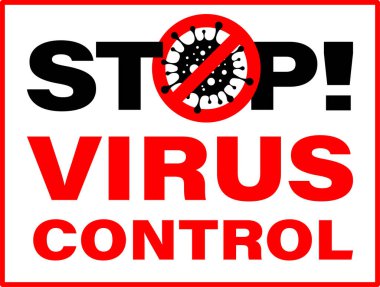 Virüs Kontrol Uyarı İşaretini Durdur. 2019-NCoV. Vektör İllüstrasyonu
