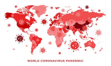 Coronavirus salgını dünya haritası. 2019-NCoV. Dünya Salgın Durum Haritası. Vektör İllüstrasyonu