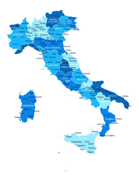 Карта Италии Векторная Иллюстрация — стоковый вектор