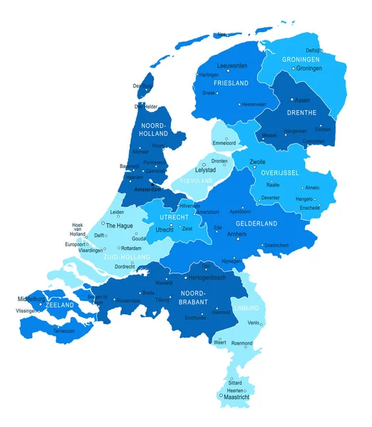 Карта Нидерландов Векторная Иллюстрация — стоковый вектор