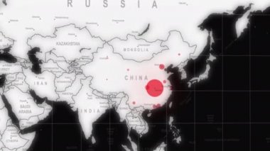 Coronavirus COVID-19 Harita Yayılıyor. Salgın Dünya Haritası. Virüs enfeksiyonu. Animasyon. 4K Çözünürlük Videosu