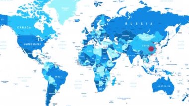 Coronavirus COVID-19 Harita Yayılıyor. Salgın Dünya Haritası. Virüs enfeksiyonu. Animasyon. 4K Çözünürlük Videosu