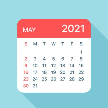Mayıs 2021 Takvim Yaprağı - Vektör İllüstrasyonu