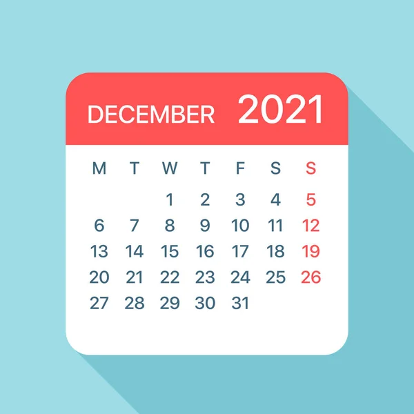 Aralık 2021 Yaprak Takvimi Llüstrasyon Vektör Grafik Sayfası — Stok Vektör