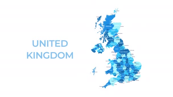 Birleşik Krallık Haritası Hareketli Grafik Çizgi Film Animasyon Görüntüsü Çözünürlük — Stok video