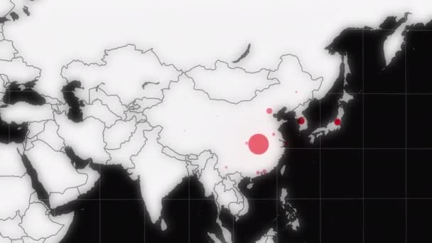 Coronavirus Covid Mappa Diffusione Mappa Del Mondo Pandemica Infezione Virus — Video Stock