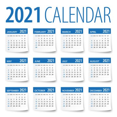 2021 Takvim Yaprakları Seti - İllüstrasyon