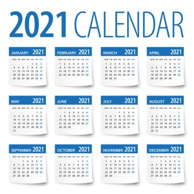2021 Takvim Yaprakları Seti - İllüstrasyon