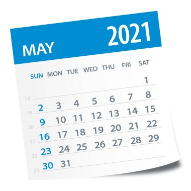 Mayıs 2021 Yaprak Takvimi - İllüstrasyon Vektör grafik sayfası