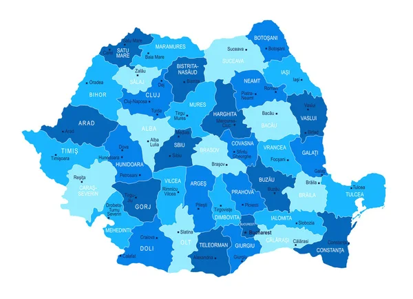 Roemenië Kaart Stedelijke Regio Vectorillustratie — Stockvector