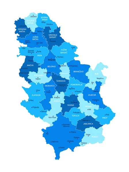 Mapa Srbska Městské Oblasti Vektorové Ilustrace — Stockový vektor