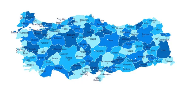 土耳其地图 城市地区的病媒说明 — 图库矢量图片