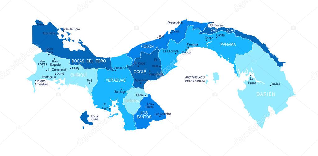 Panama map. Cities regions Vector illustration