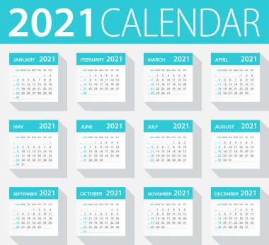 2021 Takvim Yaprakları Seti - İllüstrasyon