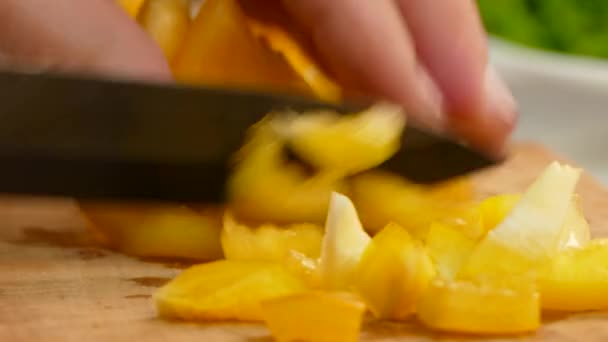 Chopping Peppers On Cutting Board — Stock Video