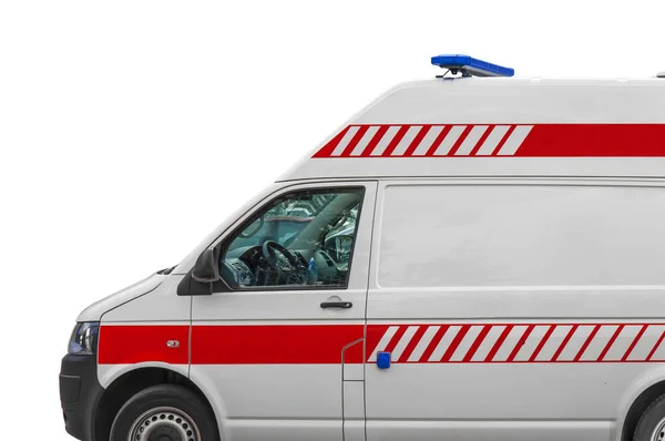 Το φορτηγάκι της υπηρεσίας ασθενοφόρου απομονώθηκε σε λευκό — Φωτογραφία Αρχείου