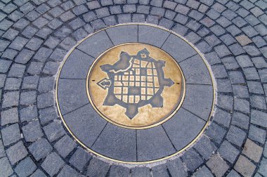 Timisoara, Romanya, Ortaçağ Kalesi metalden yapılmış Haritası temsil eden simgesi