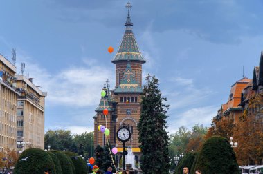 TIMISOARA, ROMANIA - 15 Ekim 2016 Timisoara 'da Romen Ortodoks Katedrali