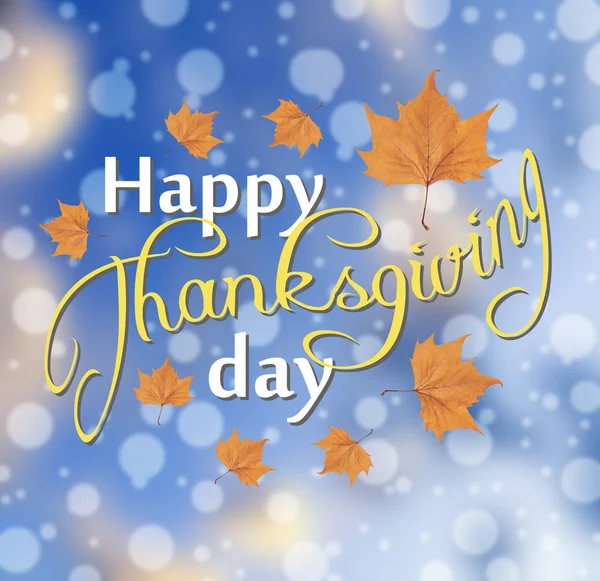 Happy Thanksgiving Day på blå bakgrund — Stockfoto