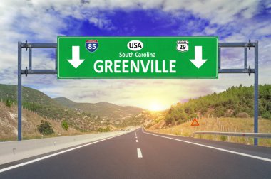 Bize şehir Greenville yol işaret karayolu üzerinde