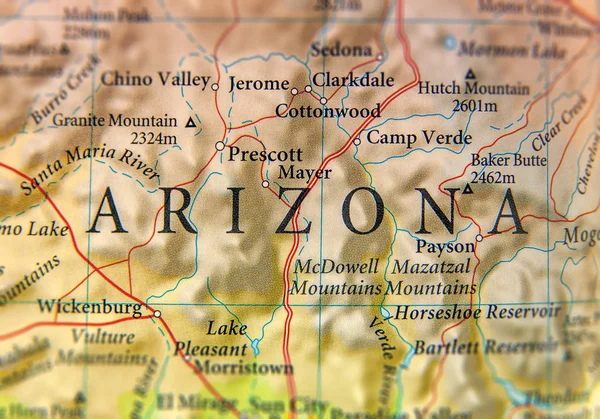Geographic map of Arizona state close