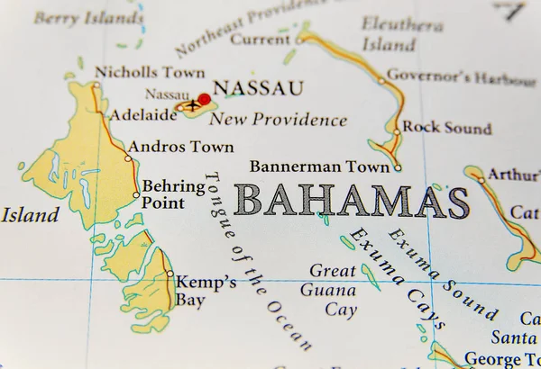 Carte géographique de Bahamas île proche — Photo