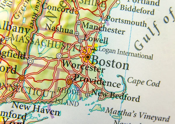 Geographic map of Boston close