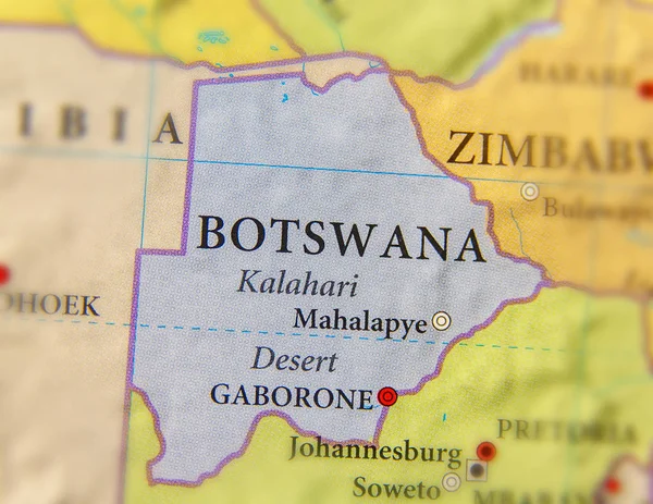 Geographic map of Botswana with important cities