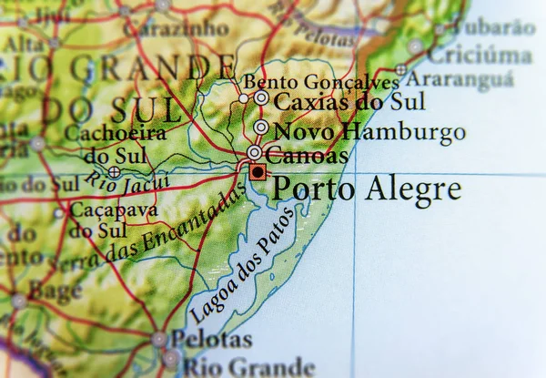 Geographic map of Brasil with Porto Alegre city