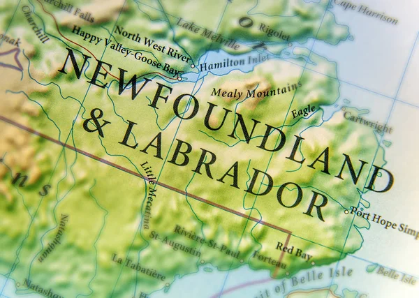 Geographic map of Canada country and Newfoundland & Labrador wit