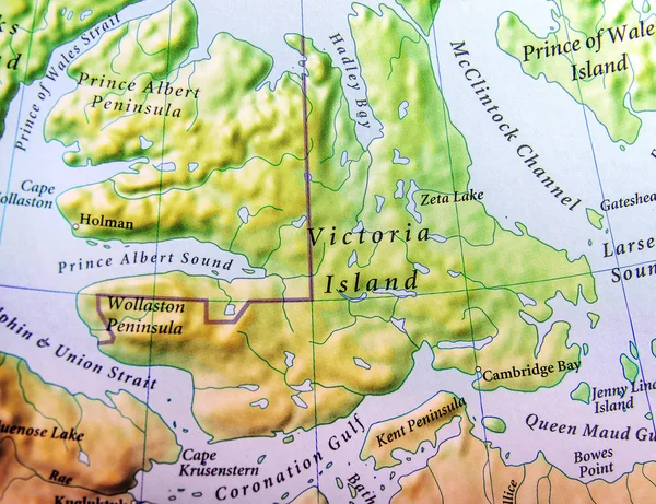캐나다 빅토리아 섬의 지리적인 지도 — 스톡 사진