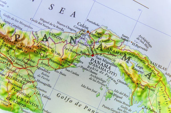 Geographic map of country Panama and Panama city — Stock Photo, Image