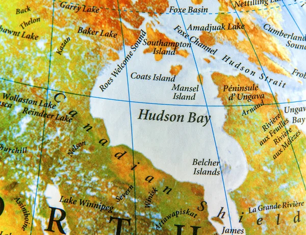 Geographic map of Hudson Bay in Canada country — Stock Photo, Image