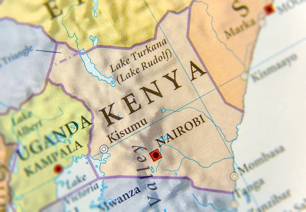 Geographic map of Kenya with important cities