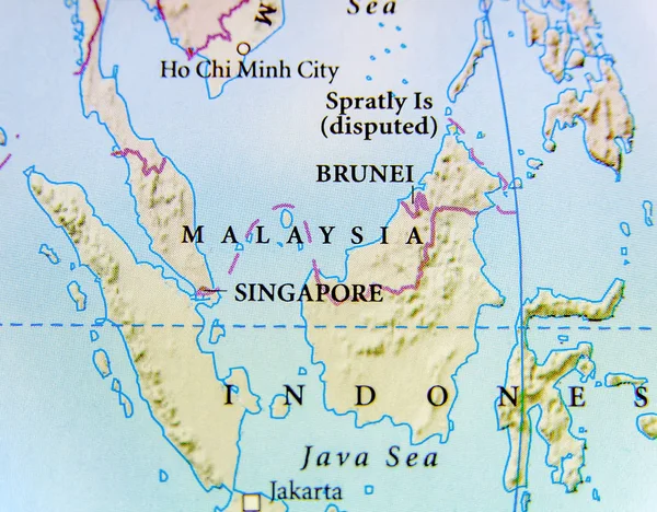 マレーシア国の重要な都市の地理的な地図 — ストック写真