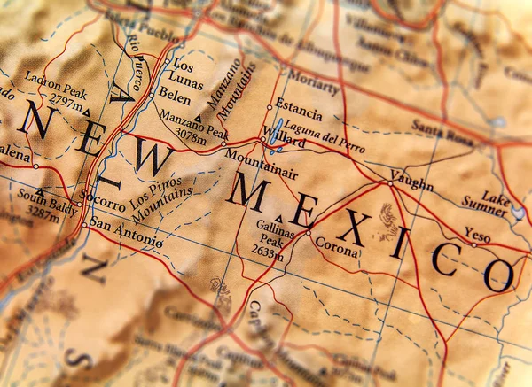 Geographic map of New Mexico state close