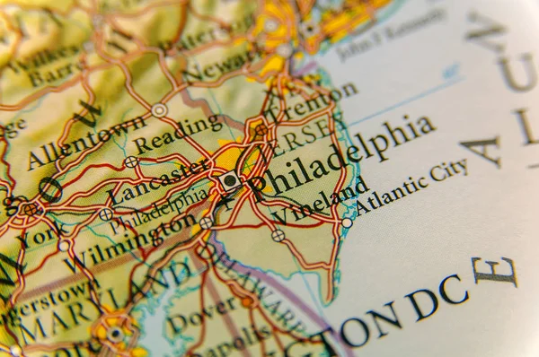 Geographic map of Philadelphia close